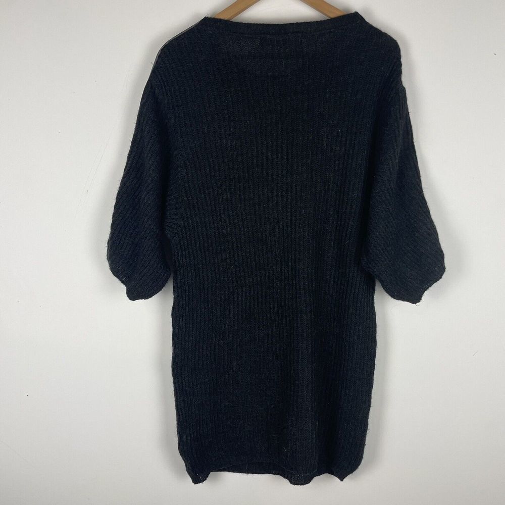Zara Ribbed Knit Sweater Dress 3/4 Sleeve With Faux Zipper Details Black…​‎ - Picture 2 of 5